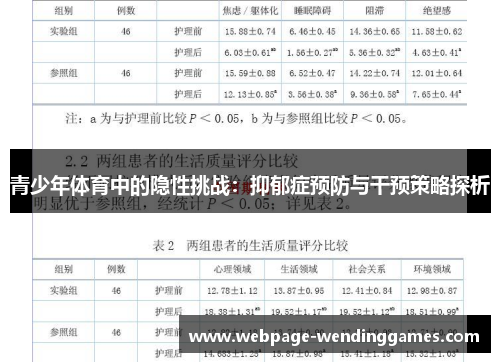 青少年体育中的隐性挑战：抑郁症预防与干预策略探析