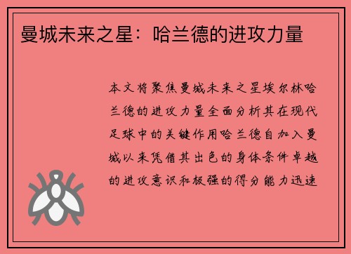 曼城未来之星：哈兰德的进攻力量